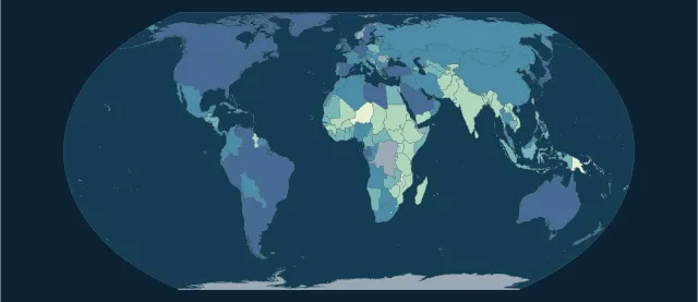 Carte de l’urbanisation en projection Equal Earth