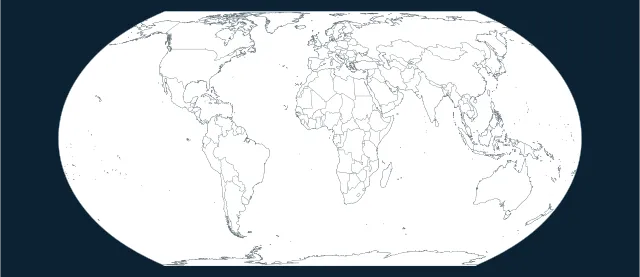 Carte vierge avec frontières en projection Equal Earth