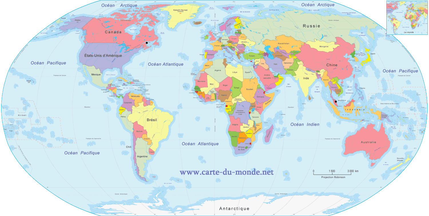Carte Politique des Pays du Monde : Frontières et Capitales