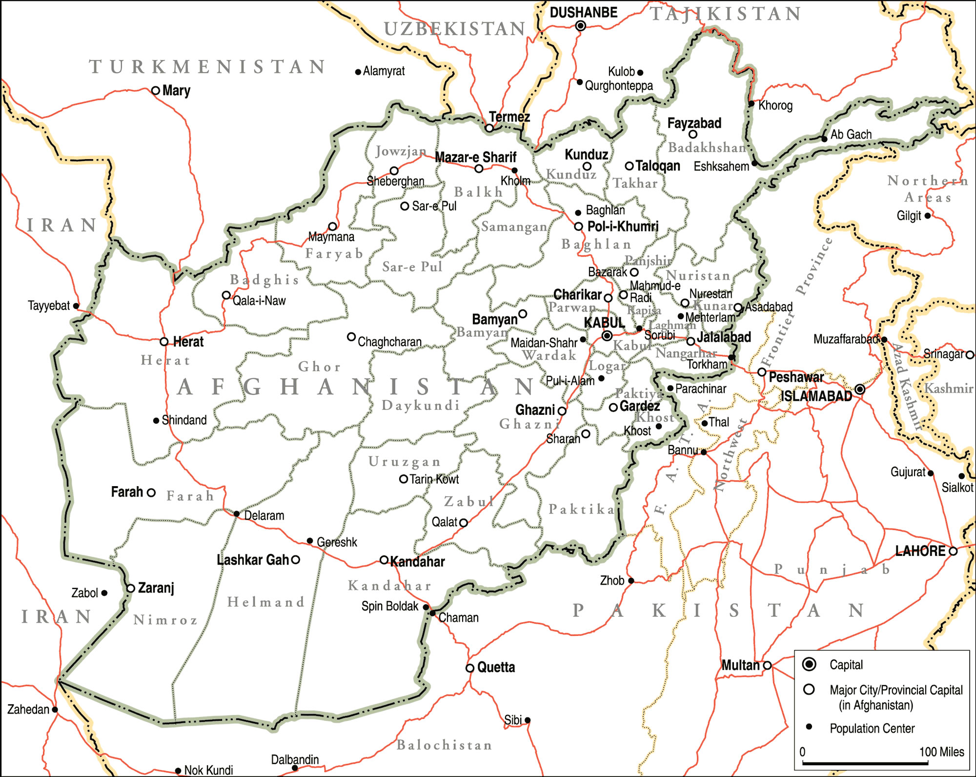 Carte Afghanistan vierge régions