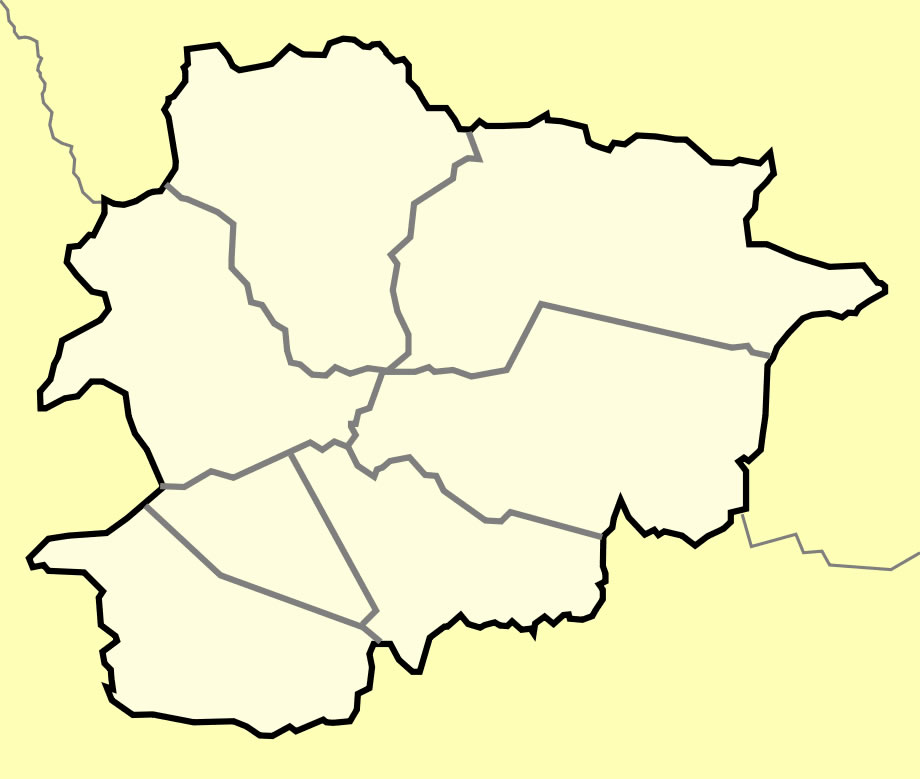 Carte noir et blanc Andorre