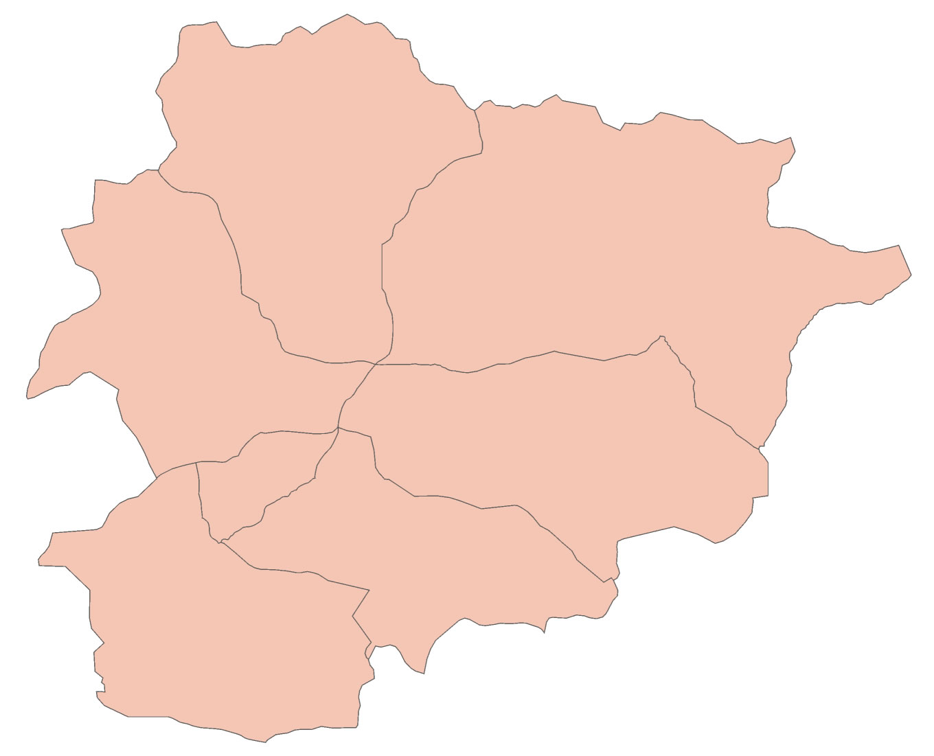 Carte Andorre vierge couleur