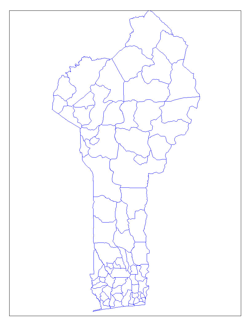 Carte Bénin vierge départements