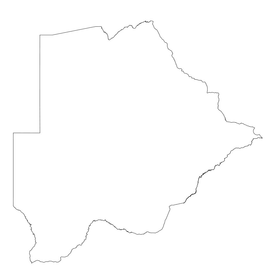 Carte Botswana vierge