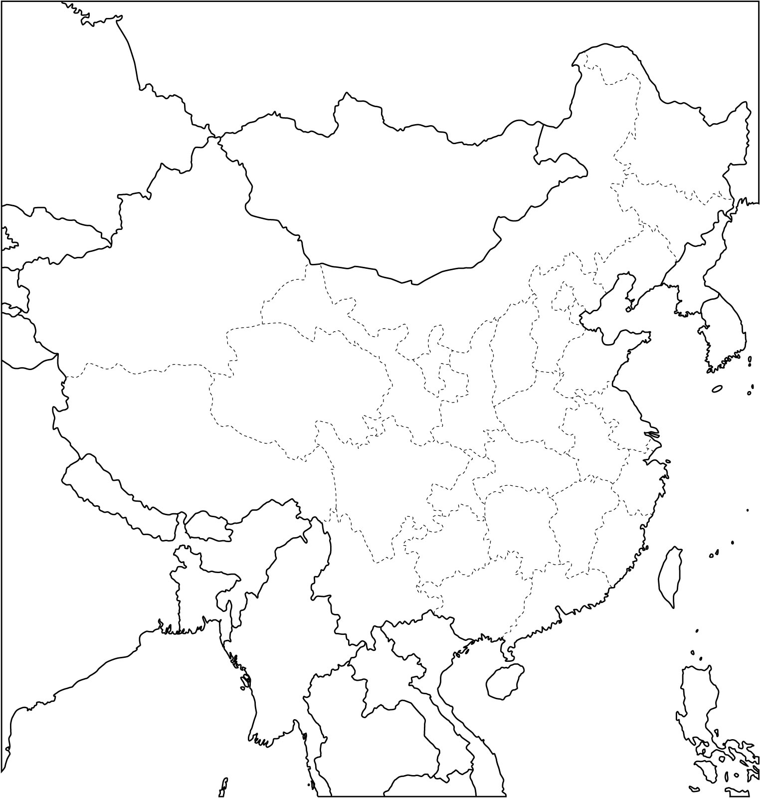 Carte Chine vierge