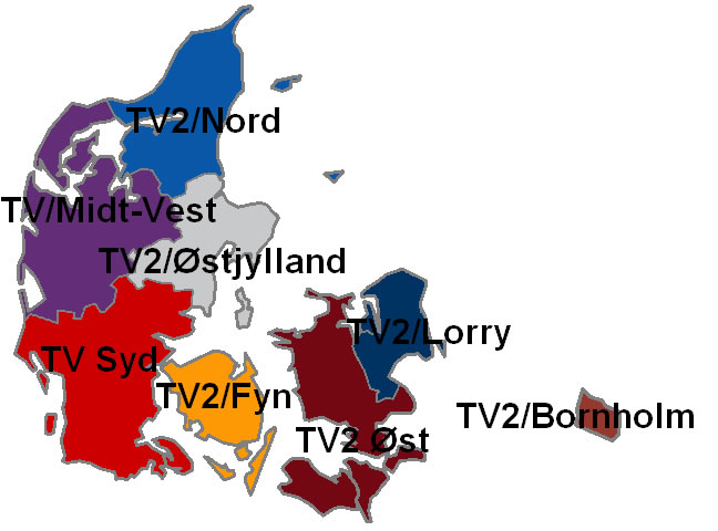Carte Danemark vierge régions