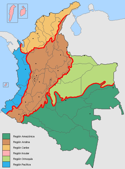 Carte départements Colombie