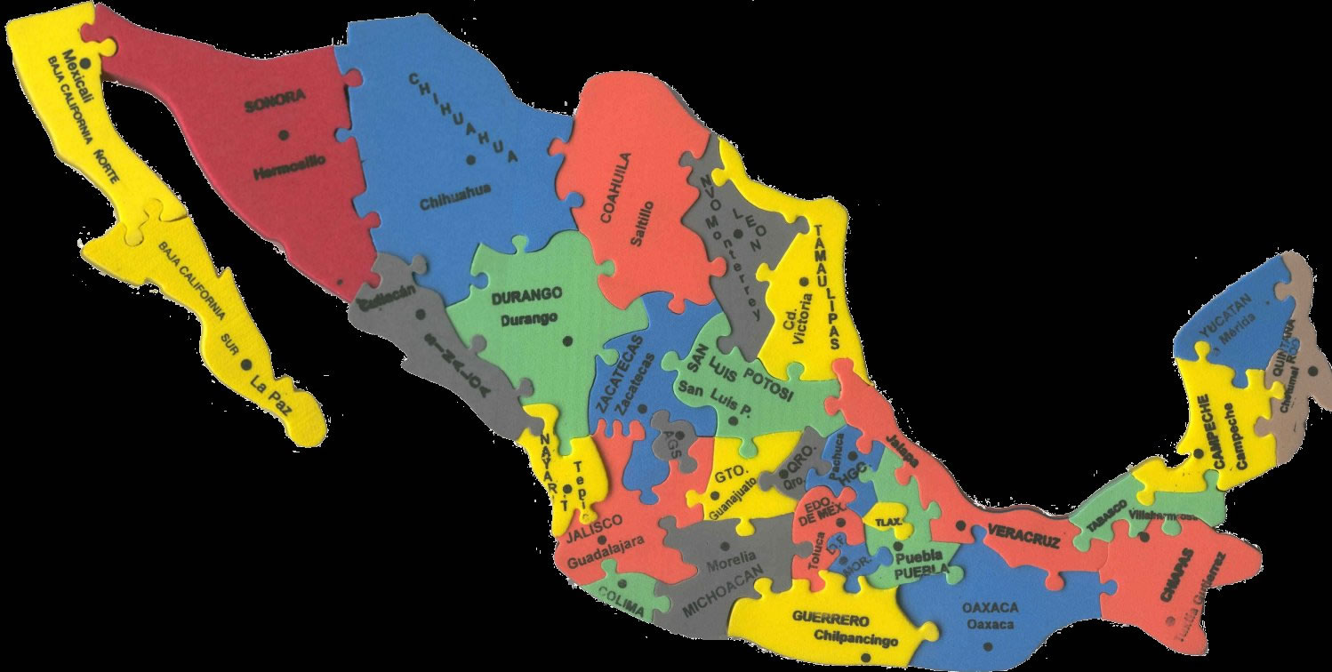 Carte départements Mexique