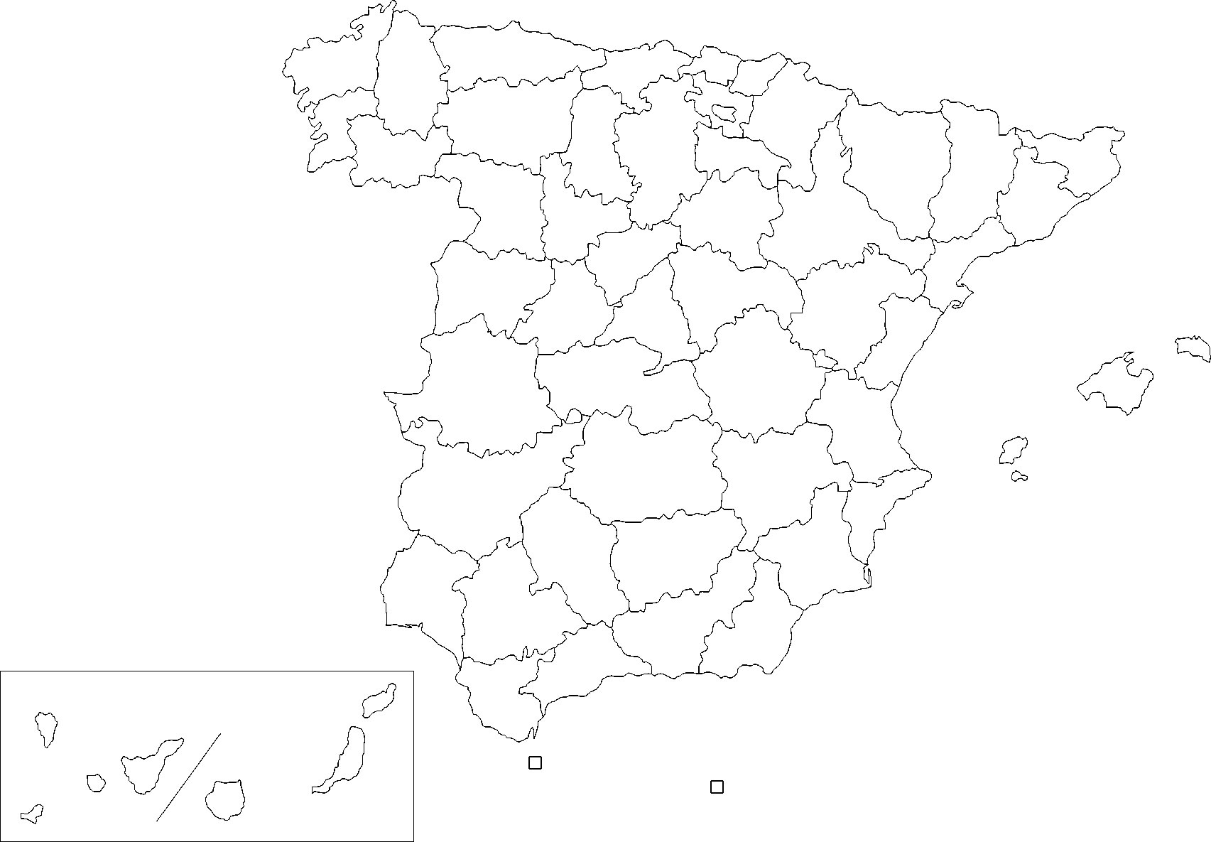 Carte Espagne vierge départements