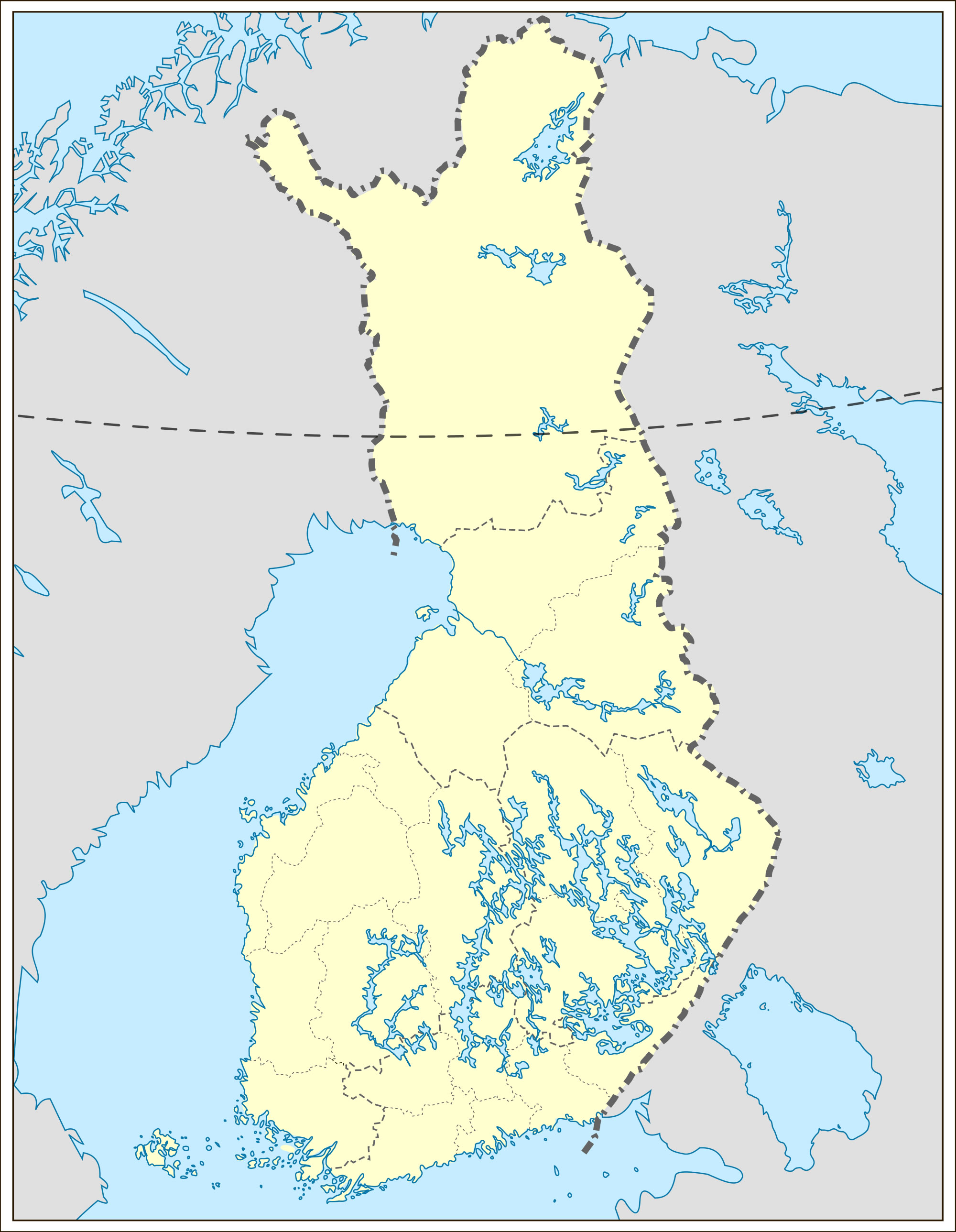 Carte Finlande vierge couleur