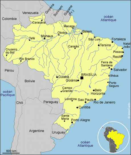 Carte frontières Brésil