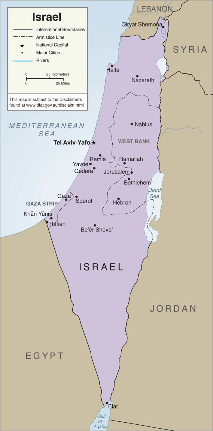 Carte frontières Israël