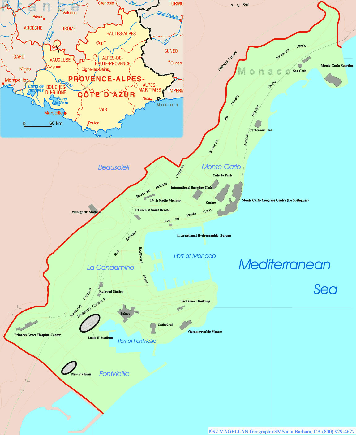 Carte frontières monaco