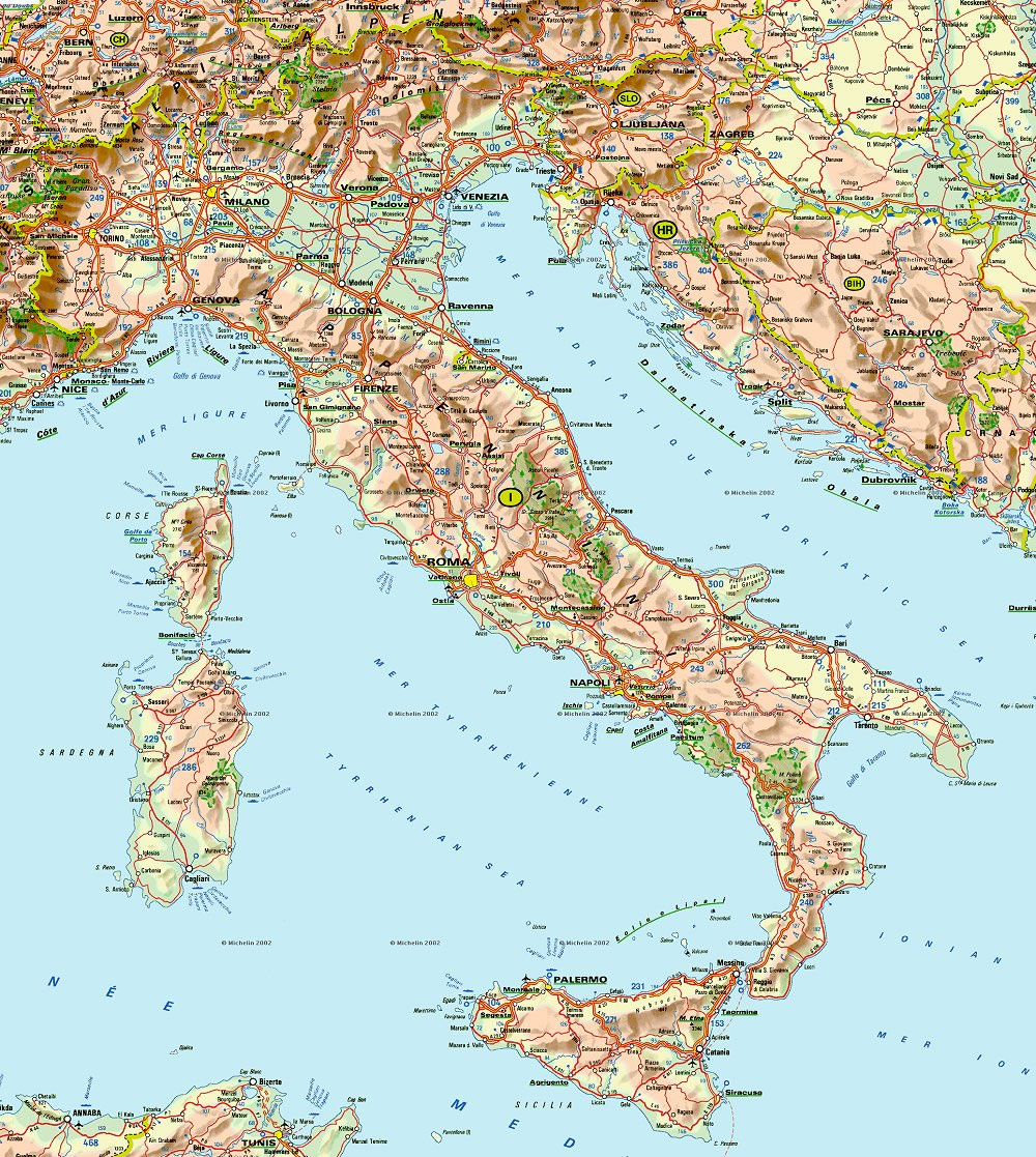 Carte géographique Italie