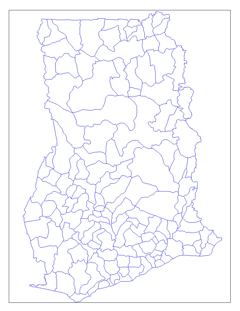 Carte Ghana vierge départements