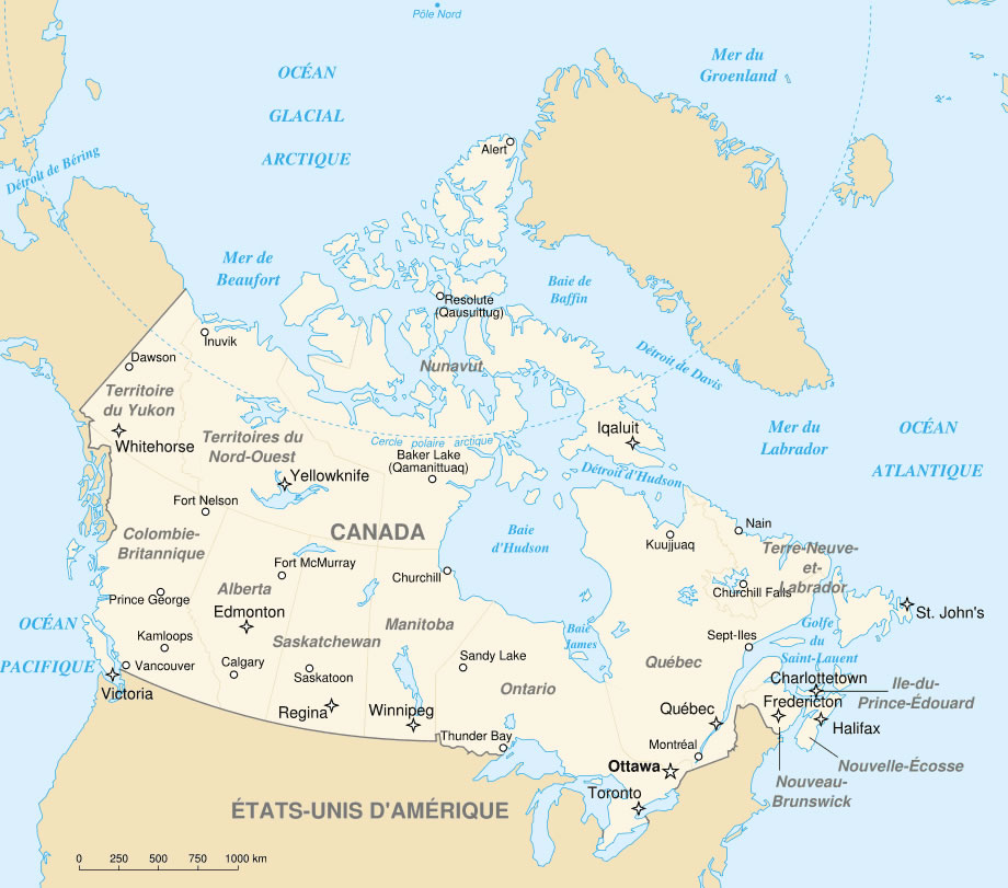 Carte grande villes Canada