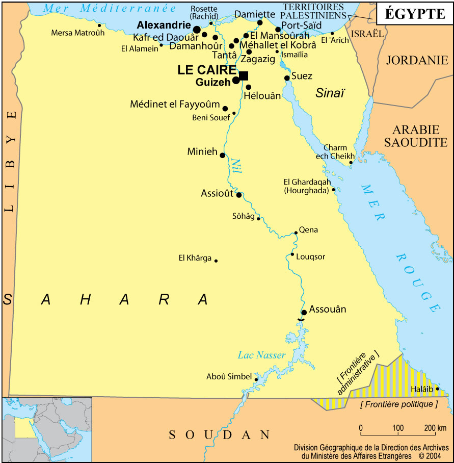 Carte grande villes Égypte