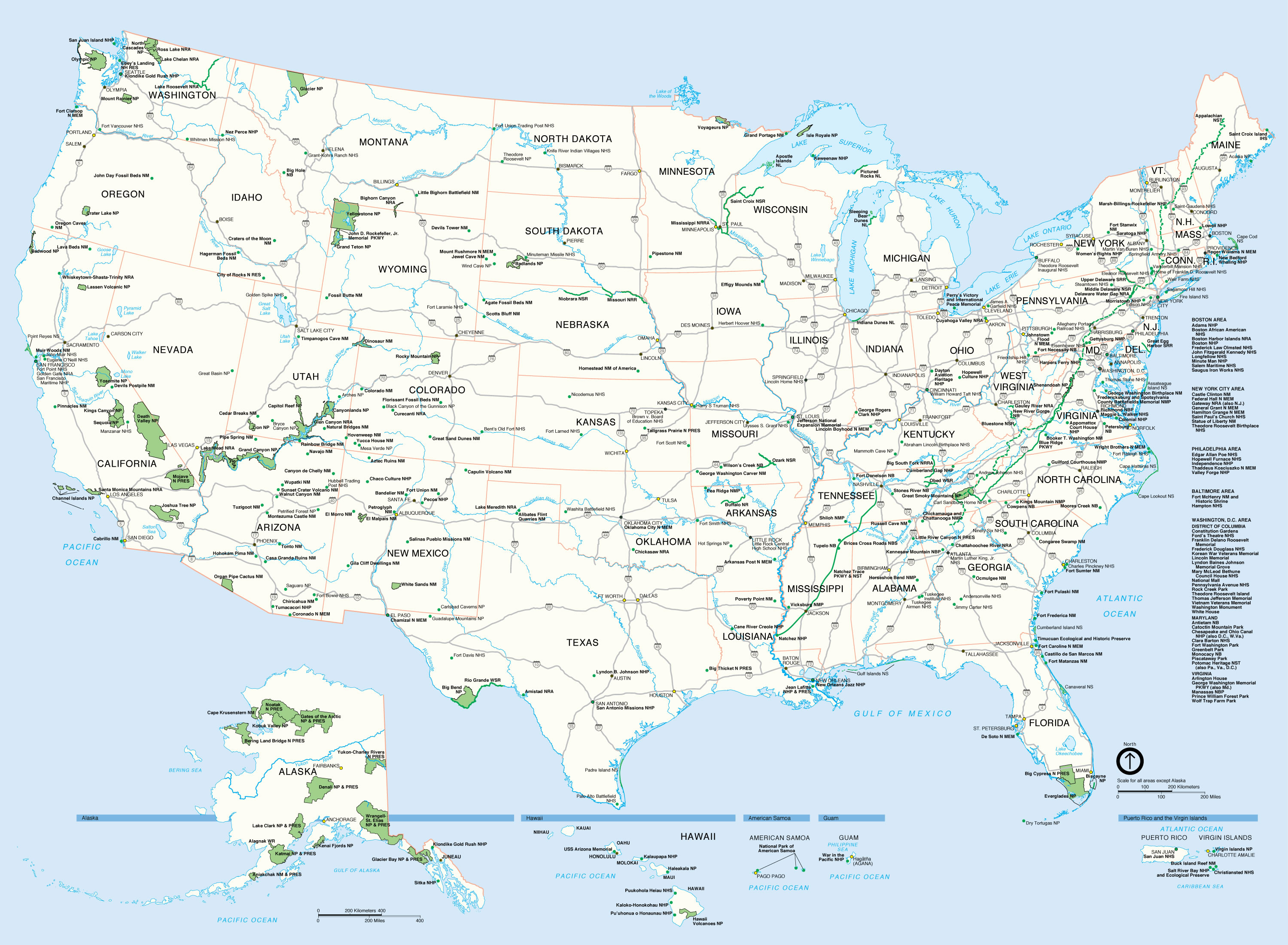 Carte grande villes États-Unis