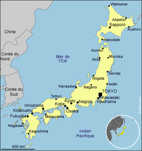 Carte grande villes Japon