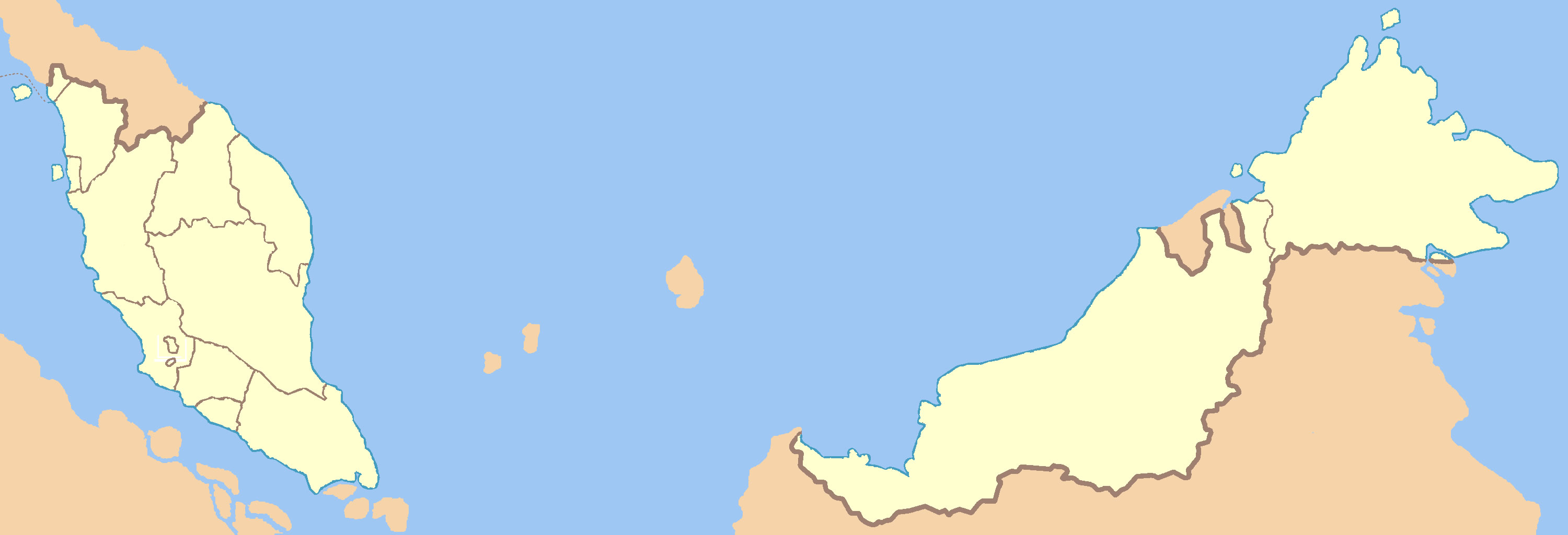 Carte Malaisie vierge couleur