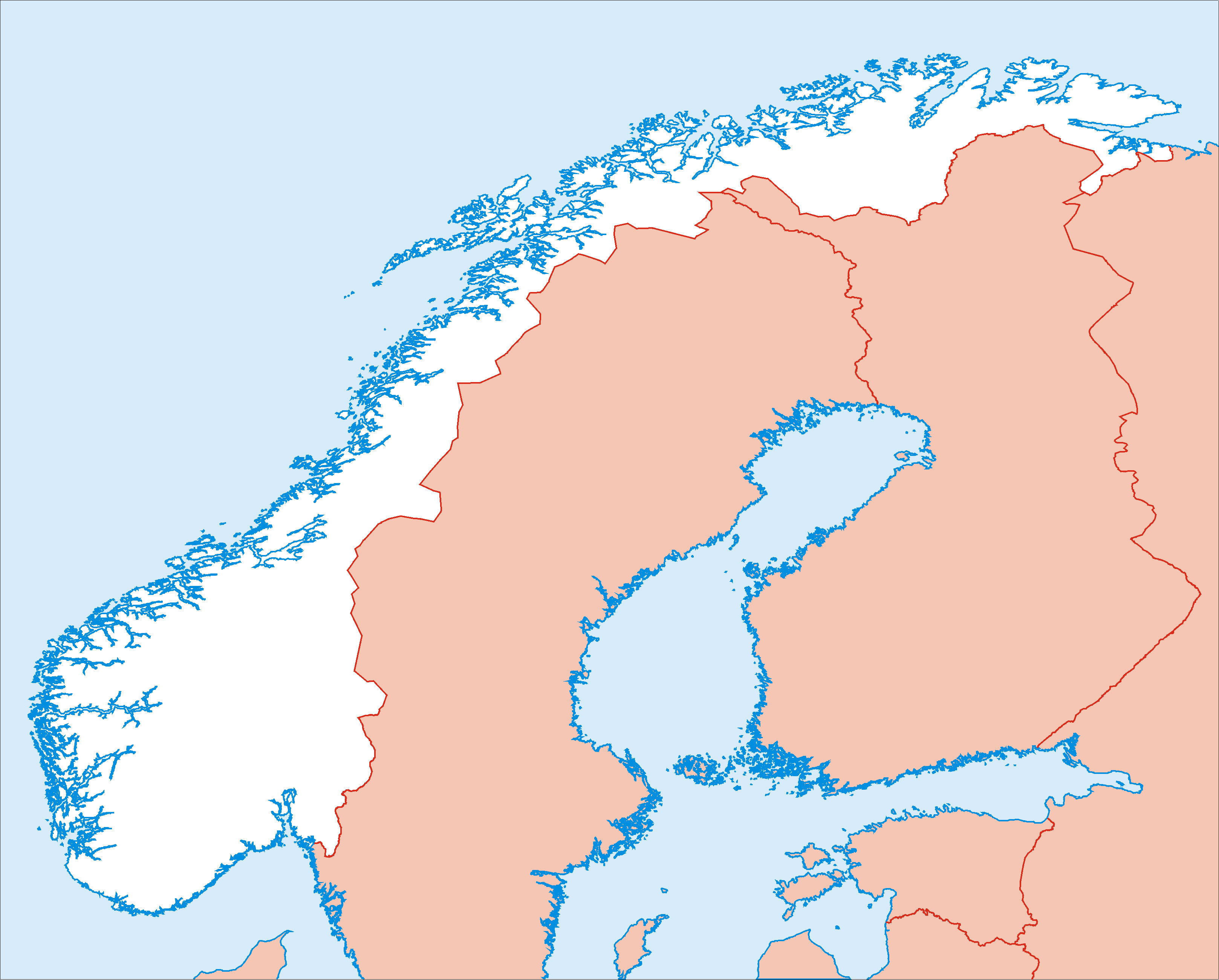 Carte Norvège vierge couleur