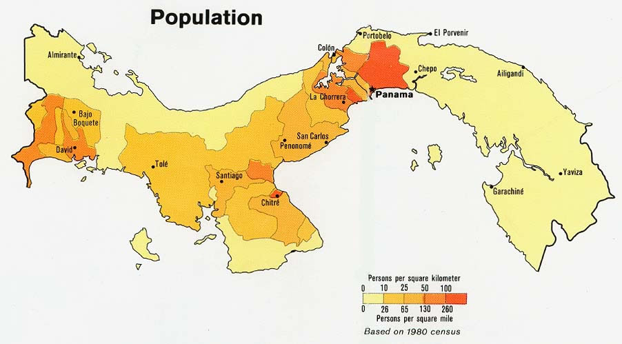 Carte population Panama