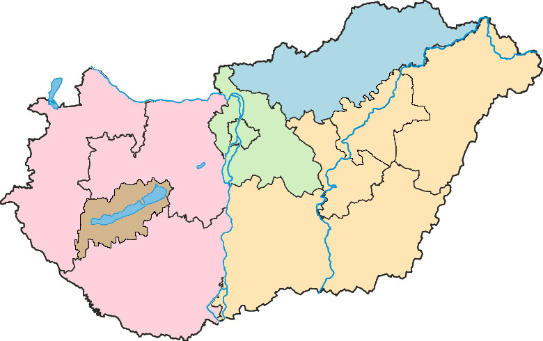 Carte régions Hongrie