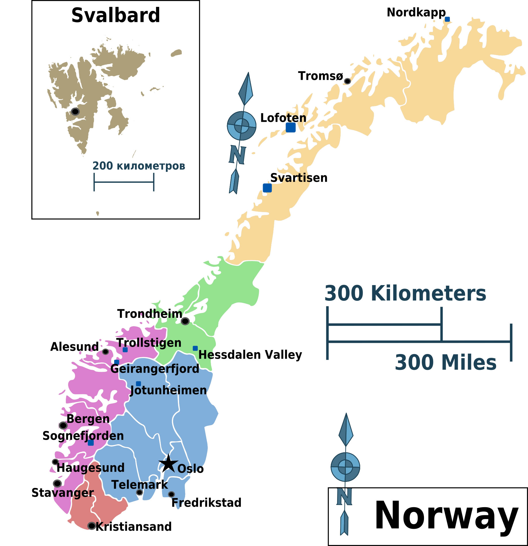 Carte régions Norvège