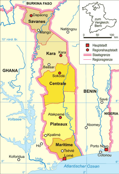 Carte régions Togo couleur