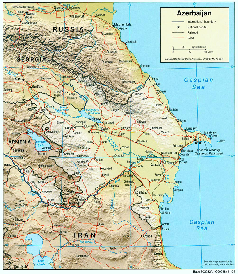 Carte relief Azerbaïdjan