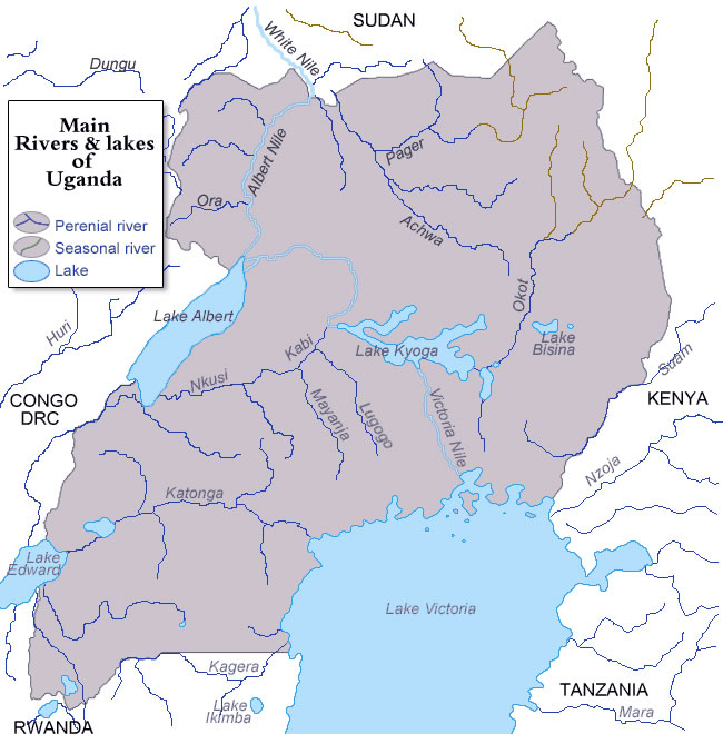 Carte rivières Ouganda