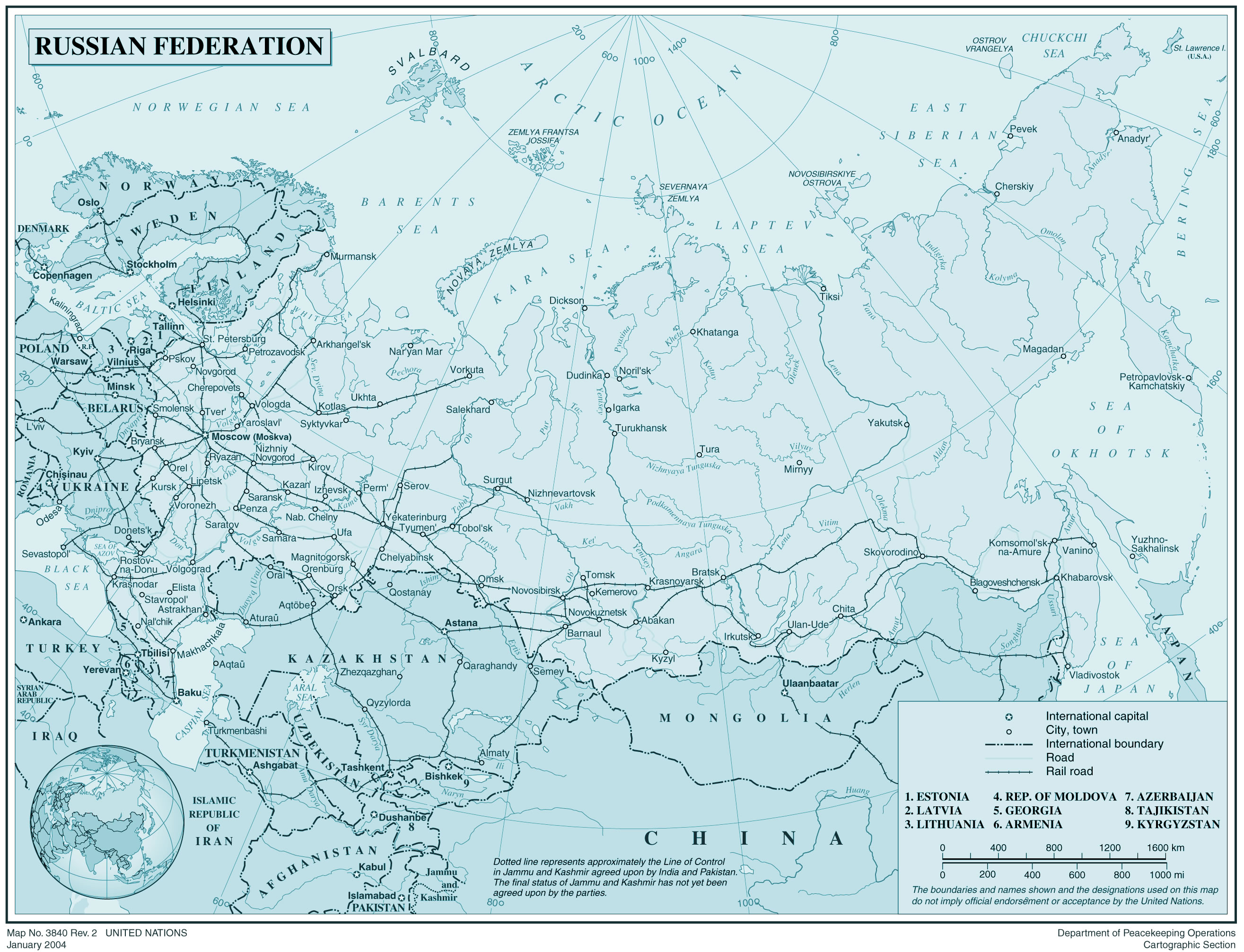 Carte rivières Russie