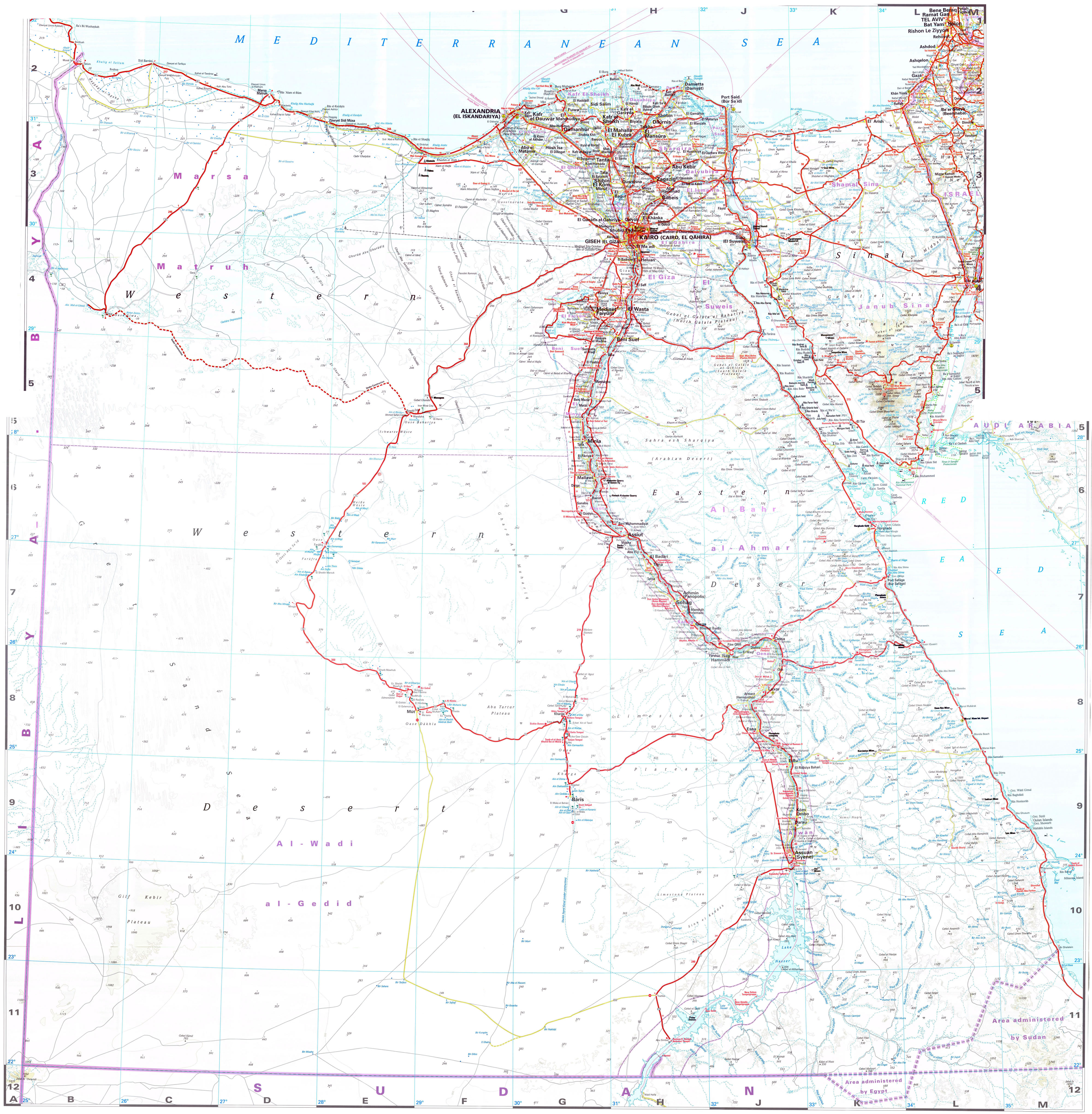 Carte routière Égypte