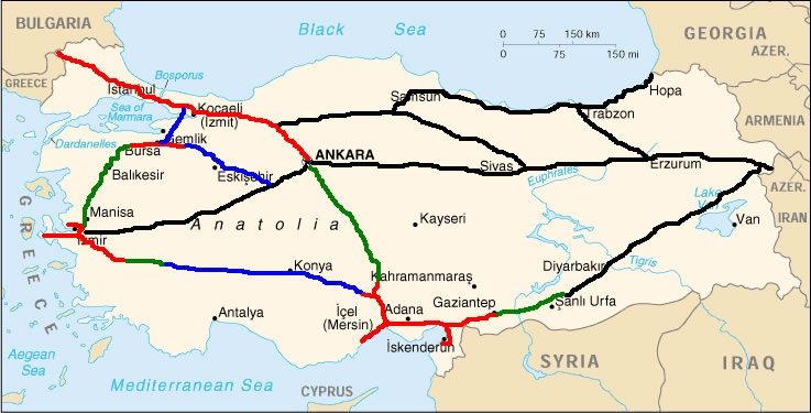 Carte routière Turquie