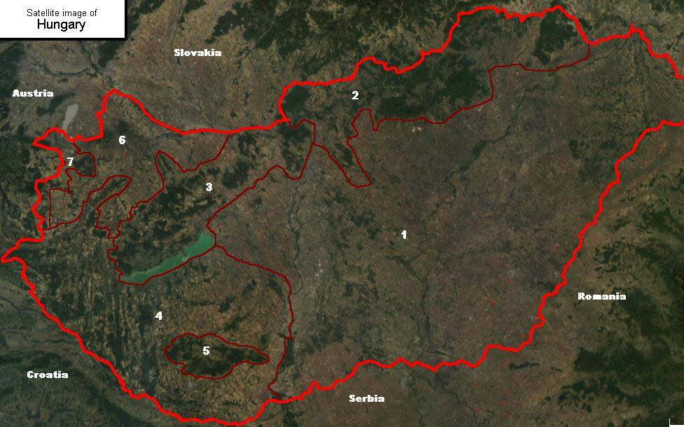 Carte satellite Hongrie