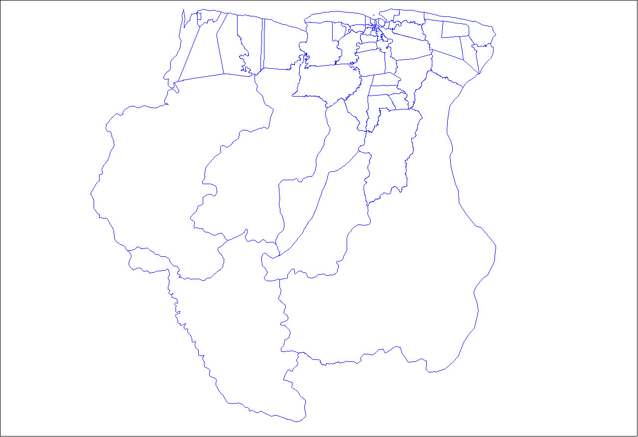 Carte Suriname vierge départements
