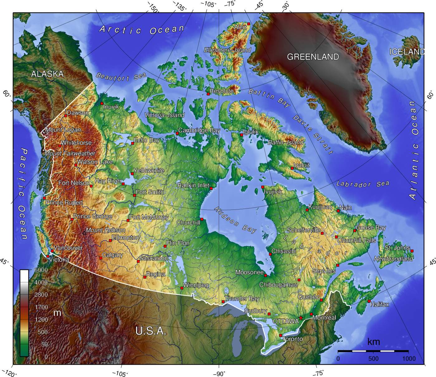 Carte topographique Canada