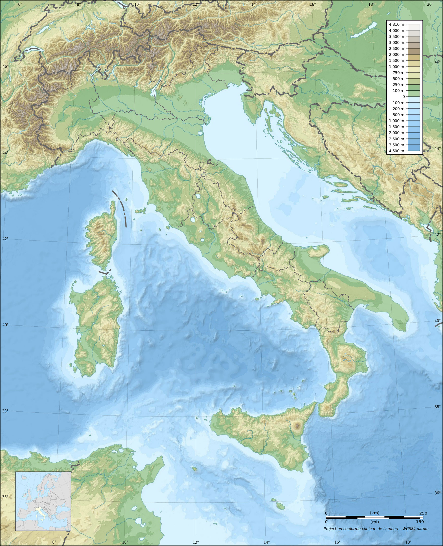 Carte topographique Italie