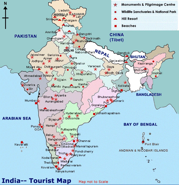 Carte touristique Inde