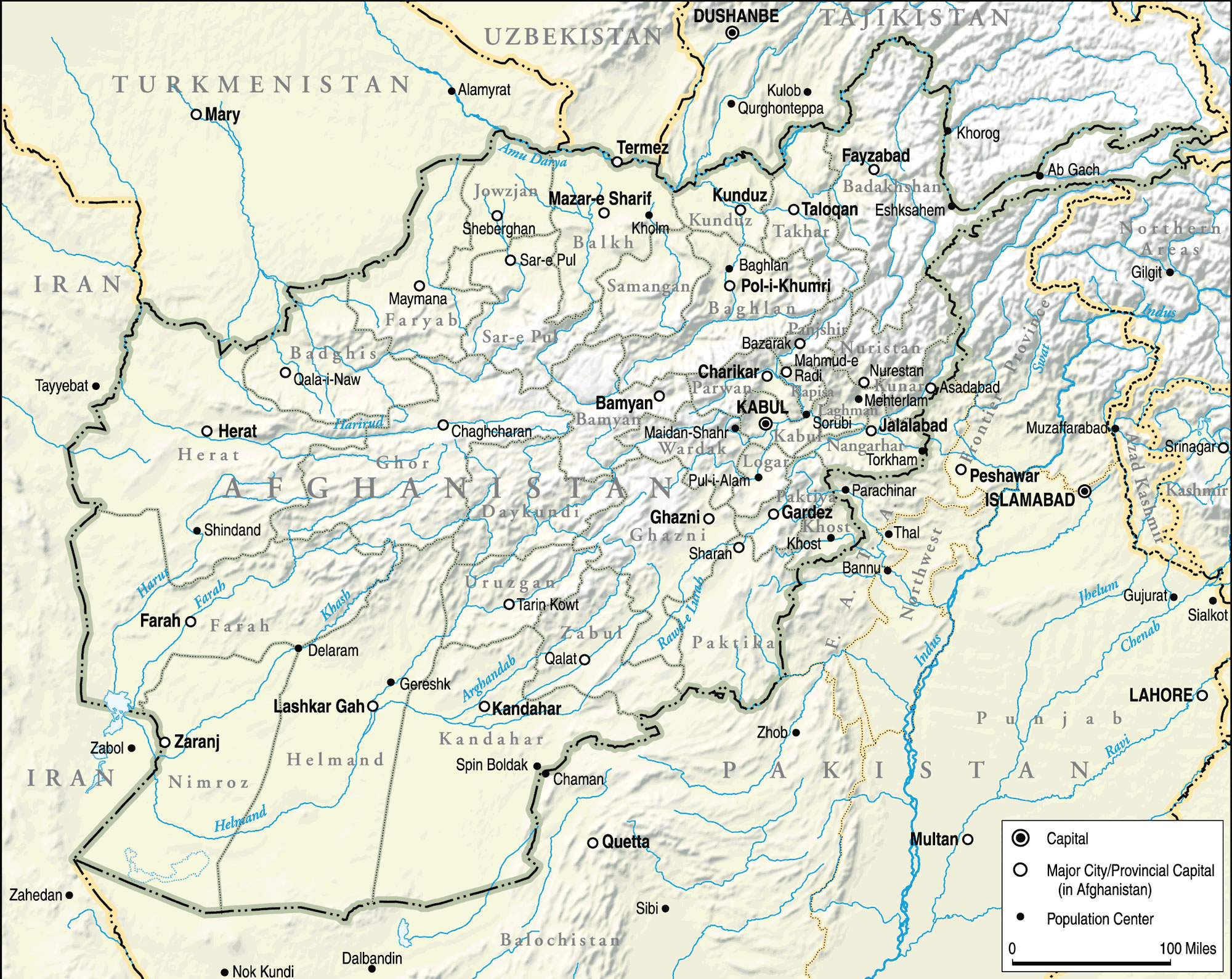 Carte des villes Afghanistan