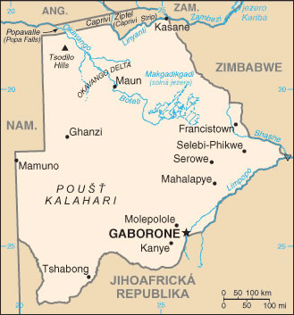 Carte des villes Botswana