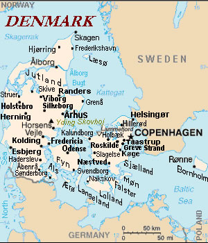 Carte des villes Danemark