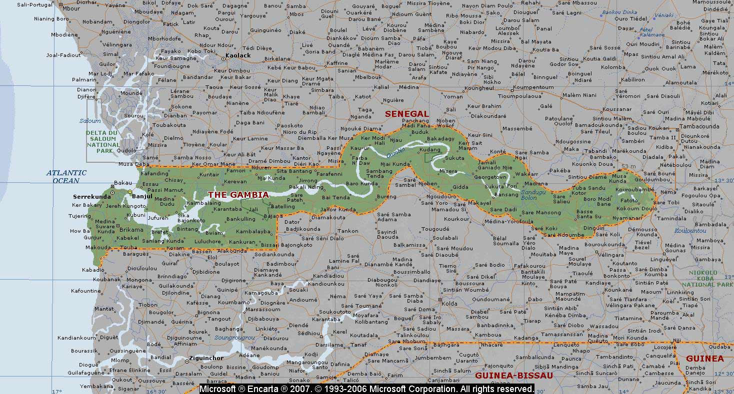 Carte des villes Gambie