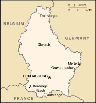 Carte des villes Luxembourg