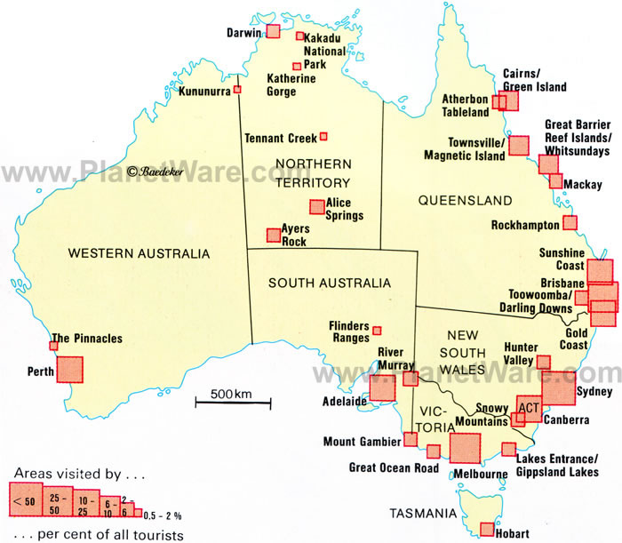 Carte villes touristiques Australie