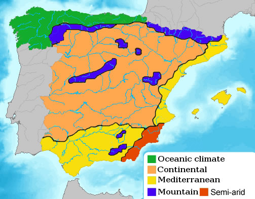 Carte Climat Espagne Carte Des Climats Et M t o De L Espagne