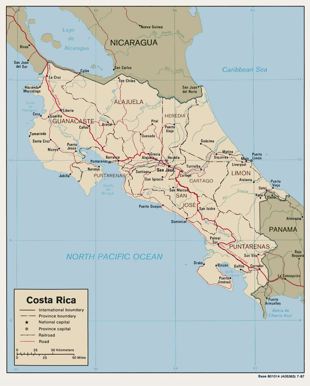 Grande carte Costa Rica