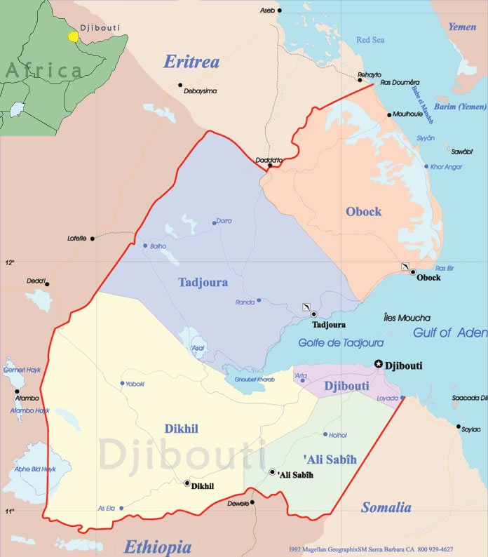 Grande carte Djibouti