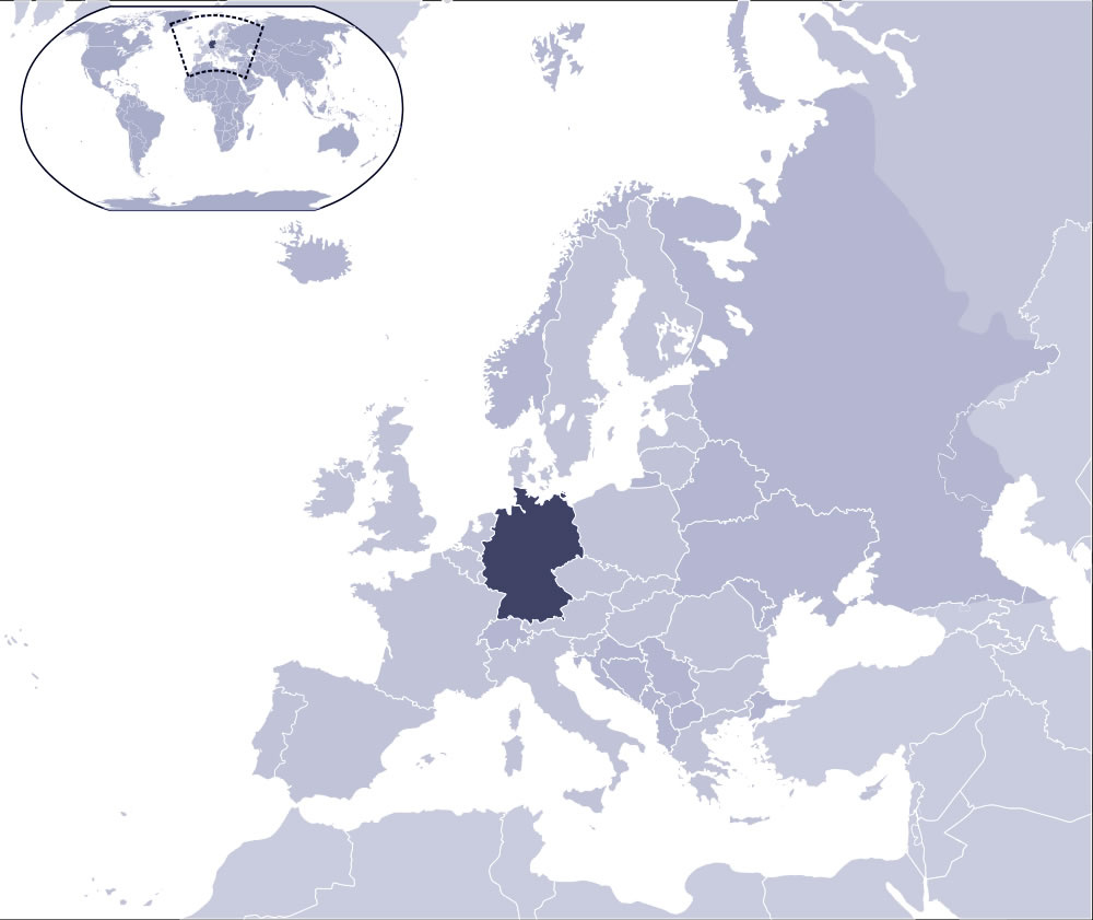Localiser Allemagne sur carte du monde