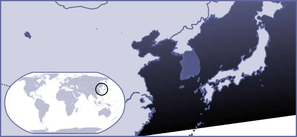 Localiser Corée du Sud sur carte du monde